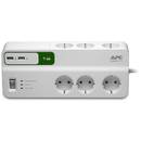 APC Prelungitor PM6U-GR, APC 6 PRIZE SCHUKO 2 X USB, alb