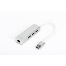 DIGITUS HUB 3-port USB 2.0 HighSpeed Typee C with Fast Ethernet LAN adapter, aluminium