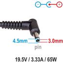 Akyga Akyga notebook power adapter AK-ND-25 19.5V/3.33A 65W 4.5x3.0 mm + pin HP