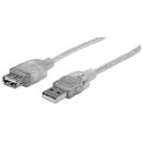 Manhattan Manhattan cablu prelungitor USB 2.0 A-A M/F 1,8m argintiu