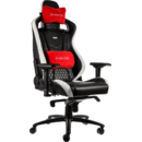 NobleChairs EPIC Real Leather Black/White/Red (piston pe gaz cu tija scurta)