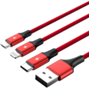 UNITEK Unitek cablu USB-USB-C/microUSB/Lightning, 1.2m, roșu, C4049RD