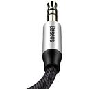 Baseus Cablu audio 3,5 mm mini Jack AUX, 1m, Negru/Argintiu