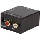 LogiLink CONVERTOR AUDIO LOGILINK, intrare: 1 x Toslink, 1 x Coaxial, iesire: 2 x RCA,  24-bit, 96KHz, alimentator extern 5V / 1A, black, "CA0100"