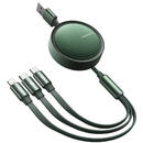 Mcdodo Mcdodo Cablu 3 in 1 Retractable Lightning &amp; MicroUSB &amp; Type-C Green (3A, 1.2m)-T.Verde 0.1 lei/buc