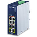 Planet PLANET IP30 Industrial 4-Port Unmanaged Gigabit Ethernet (10/100/1000) Power over Ethernet (PoE) Blue, White