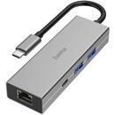 Hama USB-C Hub, Multiport, 4 Ports, 2 x USB-A, USB-C, LAN/Ethernet