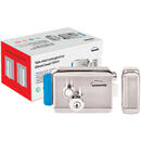 SilverCloud Yala electromagnetica SilverCloud YE910, 12V, din inox, cu butuc dublu si buton, Fail Secure NO, compatibila cu sisteme de control acces