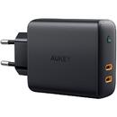 Aukey PA-D5 63 W, 2 x USB C, Negru