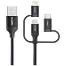 choetech CHOETECH KABEL 3W1 LIGTNING USB-C MICRO BLACK IP0030