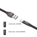 SOMOSTEL USB CABLE IPHONE 2.4A BLACK SOMOSTEL 2400mAh QUICK CHARGER QC 3.0 1M POWERLINE SMS-BW04 - FLAT TEXTILE BRAID + DIODA LED + AUTO POWER OFF SYSTEM