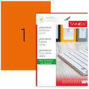 Tanex Etichete color autoadezive, 1/A4, 210 x 297mm, 25 coli/top, TANEX - orange fluorescent