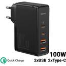 Baseus GaN2 Pro Quick Charge Black (2 x Type-C, 2 x USB, 100W)