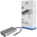 PNI Adaptor multiport PNI MP10 USB-C la HDMI, VGA, 3 x USB 3.0, SD/TF, RJ45, audio 3.5, USB-C PD, 10 iesiri