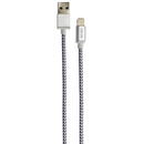 Grixx Cablu date GRIXX - 8-pin to USB Apple MFI License, impletit, lungime 1m - gri/alb