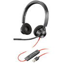 POLY Blackwire 3320 Headset USB-A Binaural Birou/Call center USB Tip-A Negru, Roşu