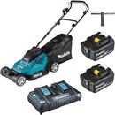 Makita DLM432PT2, 43 cm, sac colector 50 L,inaltime tundere 20-75 mm, cu 2 acumulatori LXT 18V 5Ah, incarcator dublu