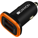 Canyon CNE-CCA02B, 2x USB, 2.1A, Black-Orange