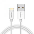 UGREEN CABLU alimentare si date Ugreen, "US155", Fast Charging Data Cable pt. smartphone, USB la Lightning Iphone certificare MFI, nickel plating, PVC, 1m, alb "20728" (include TV 0.06 lei) - 6957303827282