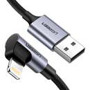 UGREEN CABLU alimentare si date Ugreen, "US299", Fast Charging Data Cable pt. smartphone, USB la Lightning Iphone certificare MFI, 5V/2.4A Angled 90, braided, 1m, negru "60521" (include TV 0.06 lei) - 6957303865215