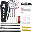 WISH Set badminton ALUMTEC 5566 4 rachete + 3 volante + plasa + linii