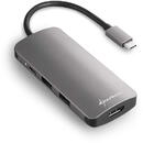 Sharkoon Sharkoon USB 3.0 Type C Multiport Adapter - USB-C, HDMI, MicroSD, SD - dark grey