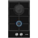 Simfer Simfer H3.201.TGRSP Built in Hob, 30 cm, 2 Gas, Front Control, Cast Iron Pan Support, Inox Capped Knobs, Black Glass