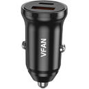 Vipfan Vipfan C03 car charger, USB + USB-C, 20W, PD + QC 3.0 (black)