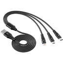 Vipfan Vipfan X16 3w1 USB-C/Lightning/Micro 66W 3.5A USB Cable (Negru)