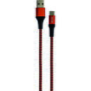Grixx Cablu date GRIXX - USB-C to USB, impletit, lungime 3m - rosu/negru