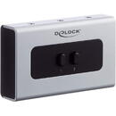 Delock DeLOCK switch jack 3.5mm 2 port manual bidirectional, switch (grey/black)