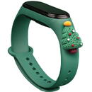 Hurtel Strap Xmas Wristband for Xiaomi Mi Band 4 / Mi Band 3 Christmas Silicone Strap Bracelet Dark Green (Christmas Tree 2)