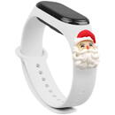 Hurtel Strap Xmas Wristband for Xiaomi Mi Band 4 / Mi Band 3 Christmas Silicone Strap Bracelet White (Santa Claus)