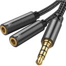 JOYROOM Joyroom headphones splitter audio cable AUX 3,5 mm mini jack (male) - 2x 3,5 mm mini jack (female) 0,2m black (SY-A04)