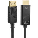 MACLEAN Port Display (DP) la HDMI 4K / 30Hz cu conectori placati cu aur de 1,8 m negru