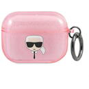 Karl Lagerfeld Karl Lagerfeld KLAPUKHGP AirPods Pro cover różowy/pink Glitter Karl`s Head