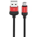 Borofone Cablu Date si Incarcare USB la MicroUSB Borofone BX28 Dignity, 1 m, 2.4A, Negru Rosu