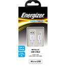 Energizer Cablu Date si Incarcare USB la MicroUSB Energizer Metallic, 1.2 m, Alb C13UBMCGWH4