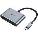 Hoco Adaptor Video USB Type-C la HDMI / VGA / USB / USB-C HOCO HB30 Eco, Gri Inchis