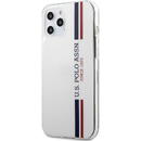 U.S. Polo Husa TPU U.S. Polo Tricolor Vertical Stripes pentru Apple iPhone 12 Pro Max, Alba USHCP12LPCUSSWH