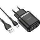 Hoco N4 2xUSB-A, 12W, 2.4A + Cablu MicroUSB  1m