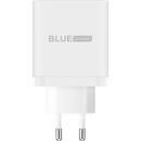 Blue Power BPCE04, Quick Charge, 65W, 1 X USB - 2 x USB Type-C, Alb cu cablu USB Type-C