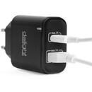 Delight USB + Type-C PD20W cu încărcare rapidă - negru