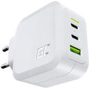 Green Cell GC PowerGaN 65W 2x USB-C Power Delivery, 1x USB-A  Quick Charge 3.0 Alb