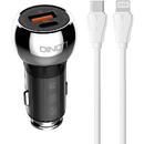 Ldnio LDNIO C1 USB, USB-C Car charger + USB-C - Lightning Cable