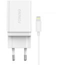 Foneng K300, 1x USB, 2.4A, Alb + cablu iPhone