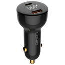 Ldnio LDNIO C101 Car Charger, USB + USB-C, 100W + USB-C to Lightning Cable (Black)