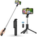 Techsuit Selfie Stick Stabil Bluetooth, 100cm - Techsuit Remote and Tripod Mount (Q01) - Black