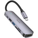 Hoco Hoco - Docking Station (HB28) - Type-C to USB3.0, USB2.0, SD Card, TF Card, Type-C, HDMI - Metal Gray