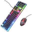 Hoco Set Tastatura si Mouse USB, cu Lumini RGB, 1.5m, DPI (800 - 1200) - Hoco GM18 - Black